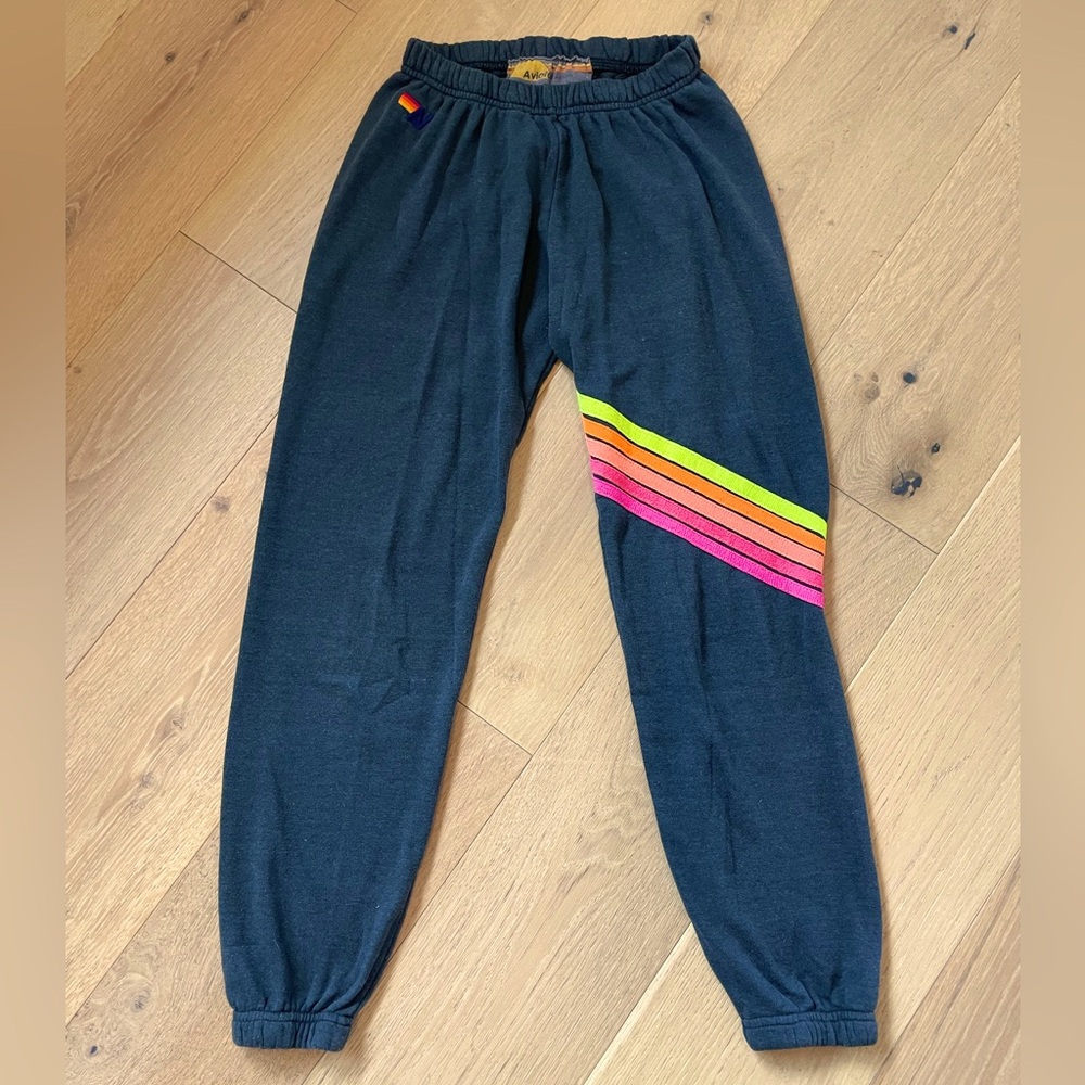 Aviator Nation Chevron 5 Sweatpant - Charcoal/Neon